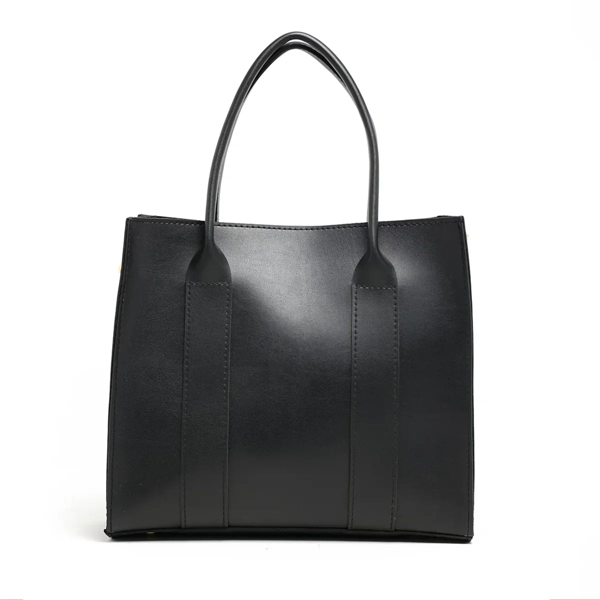 Frosty Black Faux Leather Handbag with Adjustable Strap