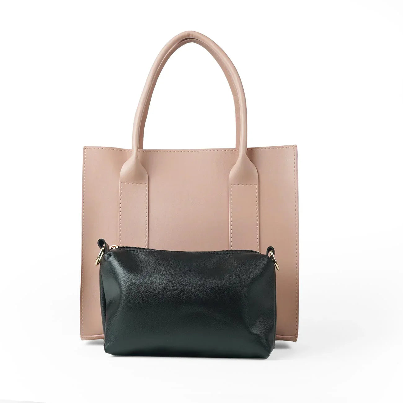 Frosty Pink Faux Leather Handbag with Removable Strap