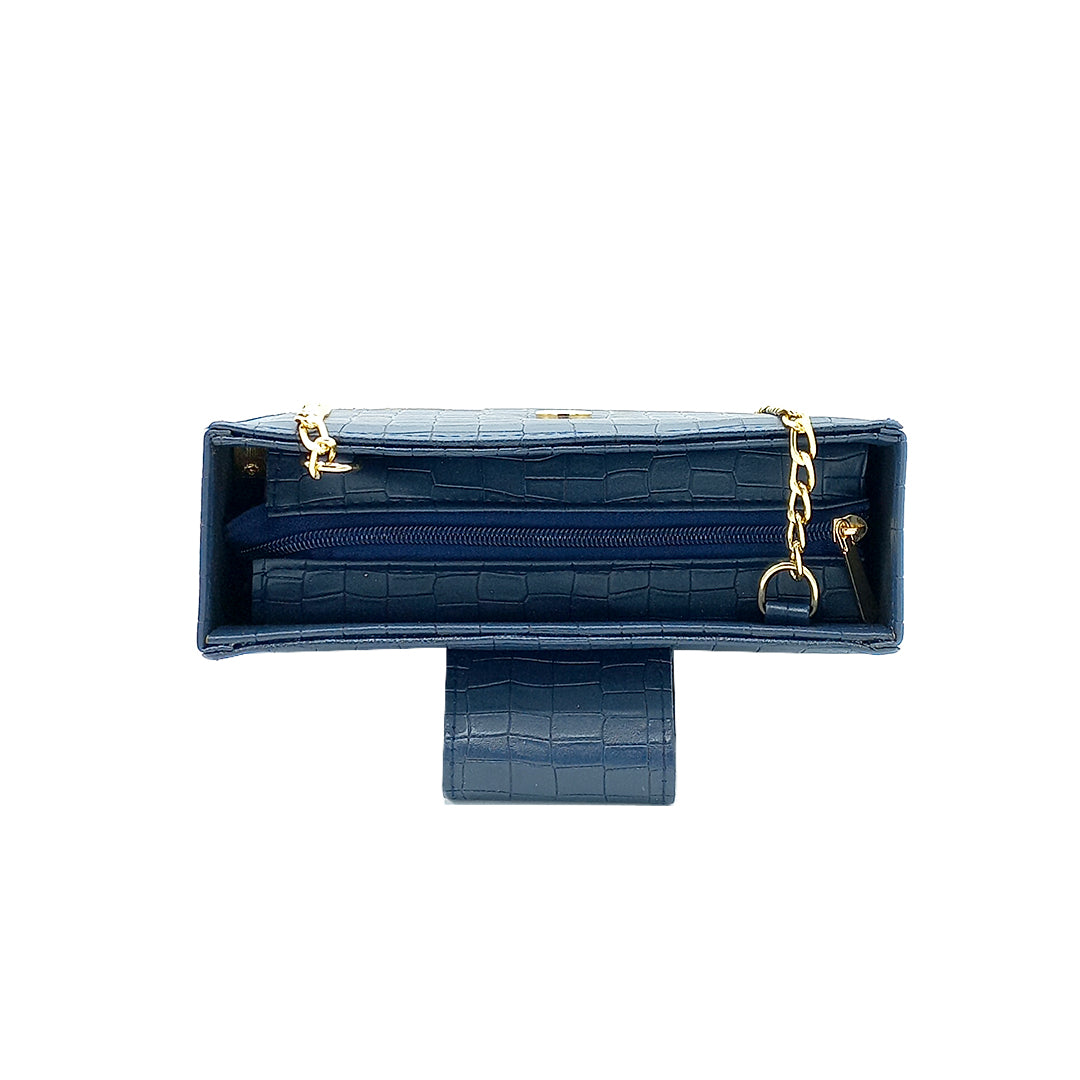 Modus Blue Crossbody Bag with Full Zip Closure and Adjustable Long Strap