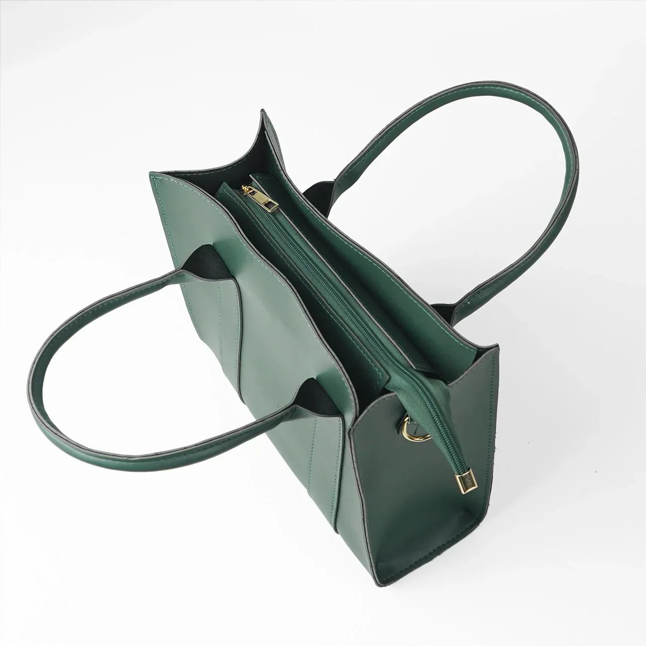 Frosty Green Faux Leather Handbag with Adjustable Strap