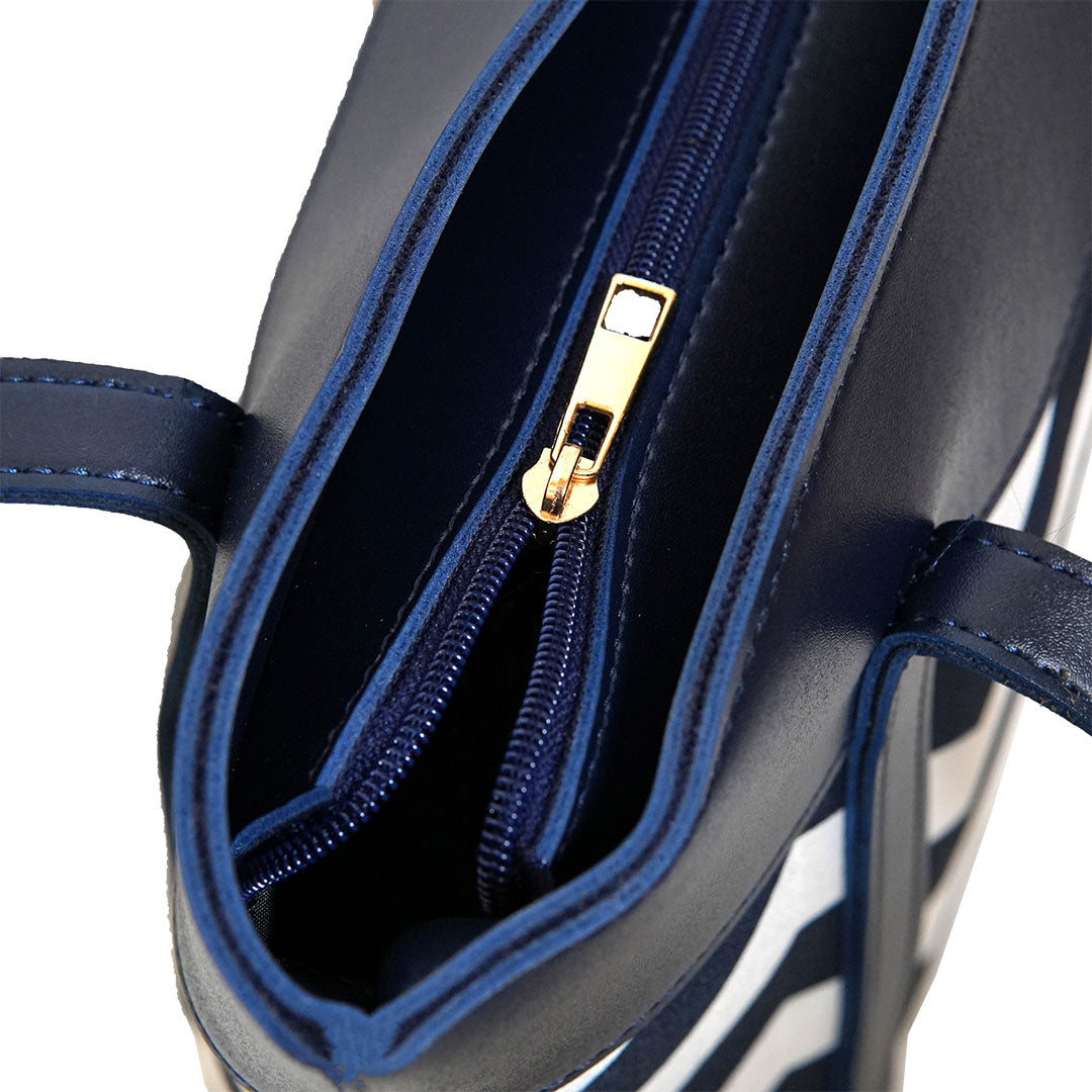 Glam Blue Faux Leather Handbag