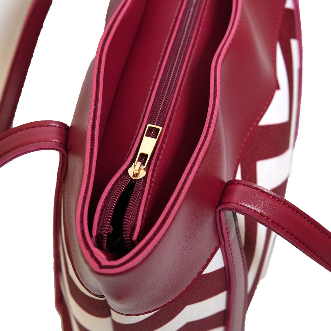 Glam Maroon Faux Leather Handbag