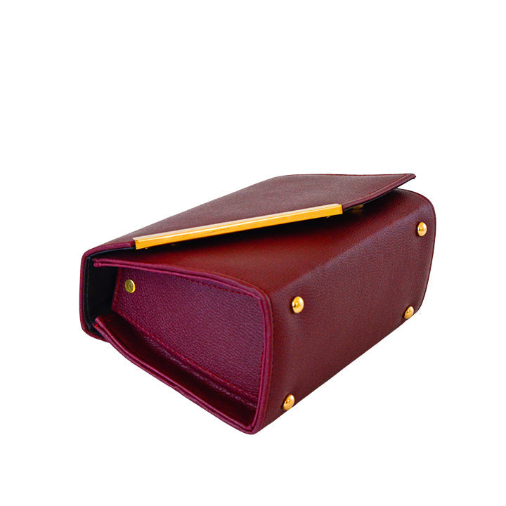 Luna Maroon Faux Leather Crossbody Bag