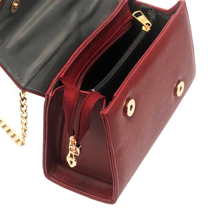 Luna Maroon Faux Leather Crossbody Bag