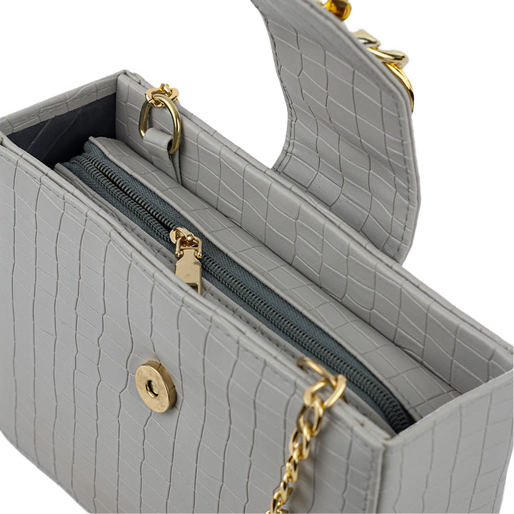 Modus Grey Crossbody Bag with Secure Zip Closure and Adjustable Long Strap