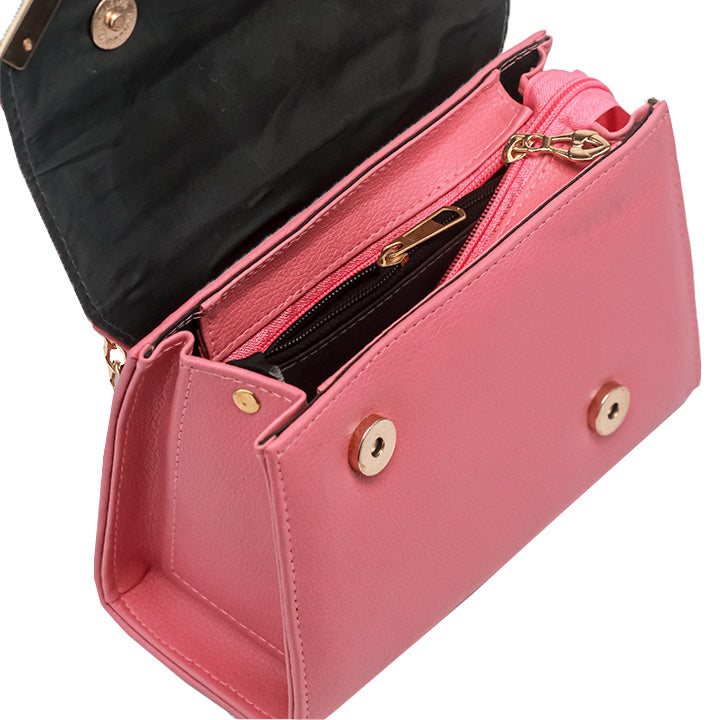 Luna Pink Faux Leather Crossbody Bag