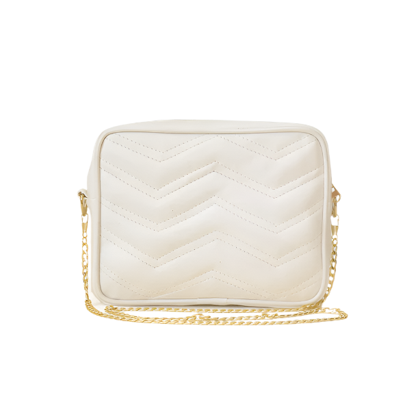 Nova White Crossbody Bag in High-Quality Faux Leather with Full Zip Closure