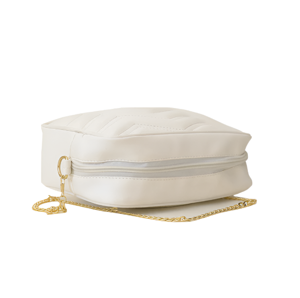 Nova White Crossbody Bag in High-Quality Faux Leather with Full Zip Closure