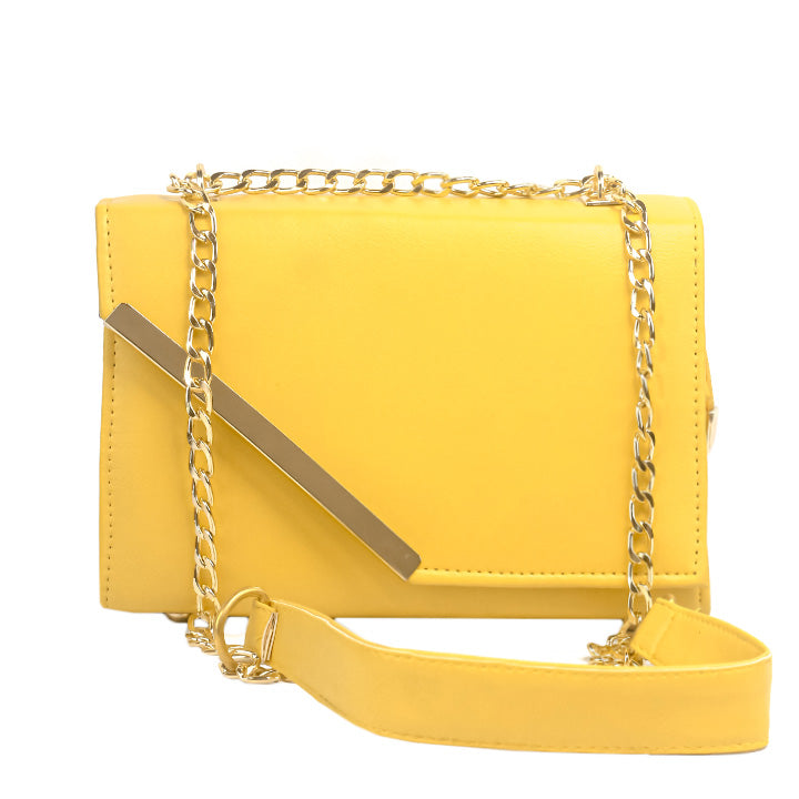 Luna Yellow Faux Leather Crossbody Bag