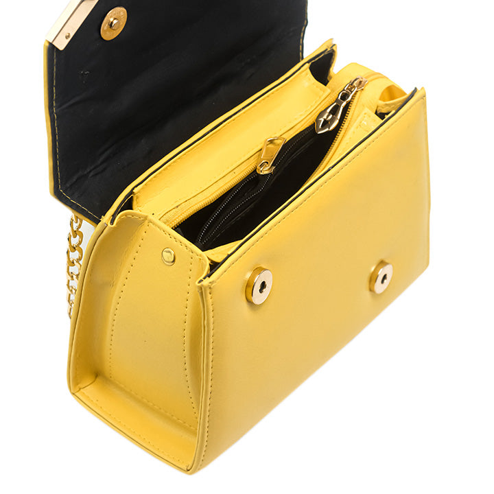 Luna Yellow Faux Leather Crossbody Bag