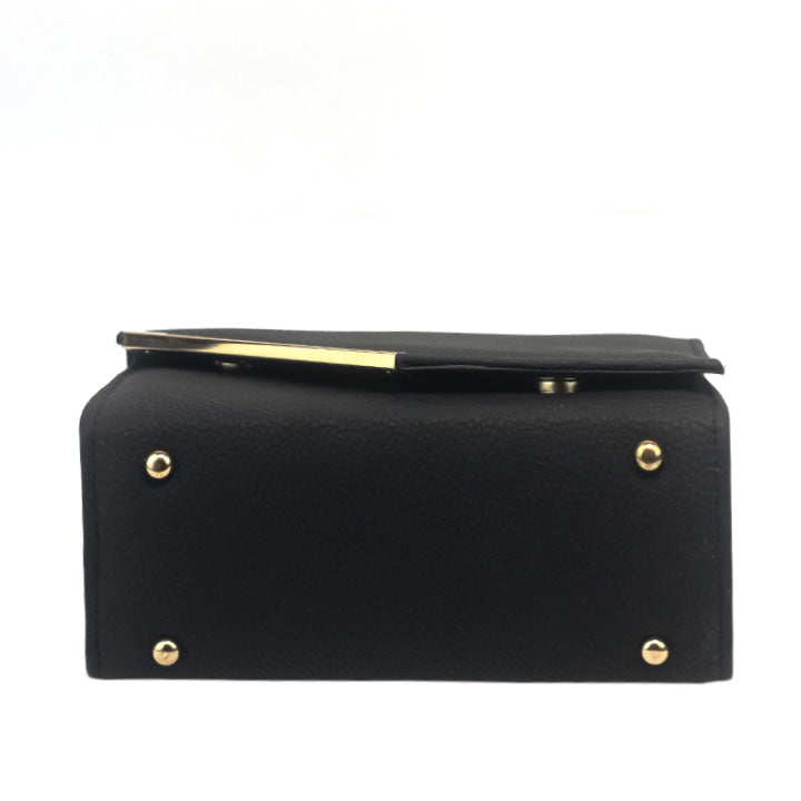 Luna Black Faux Leather Crossbody Bag