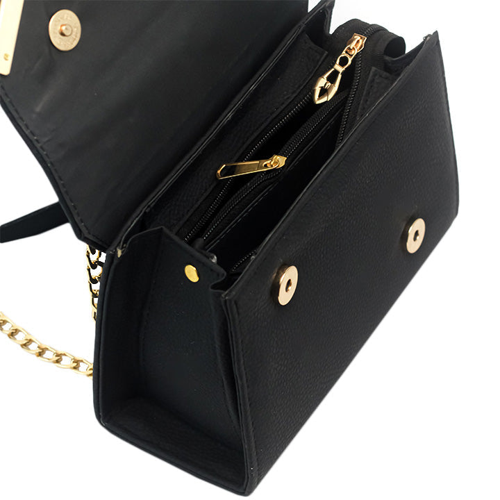 Luna Black Faux Leather Crossbody Bag