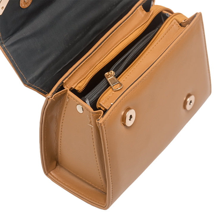 Luna Brown Faux Leather Crossbody Bag