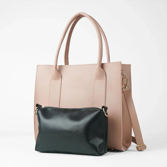 Frosty Pink Faux Leather Handbag with Removable Strap