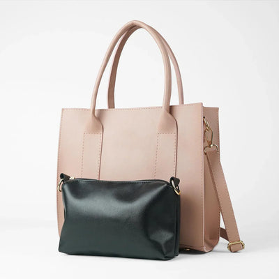 Frosty Pink Faux Leather Handbag with Removable Strap