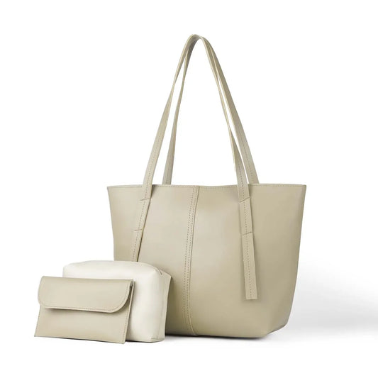 Grace Beige Faux Leather 3-Piece Bag Set – Handbag