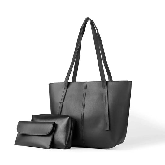 Grace Black Faux Leather 3-Piece Bag Set – Handbag