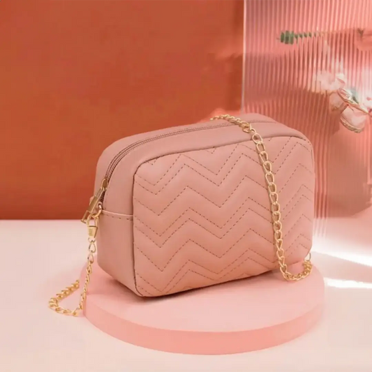 Nova Pink Crossbody Bag in Premium Faux Leather with Full Zip Closure