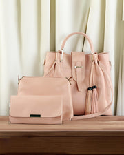 LuxeTote Pink 3 Piece Set Handbag