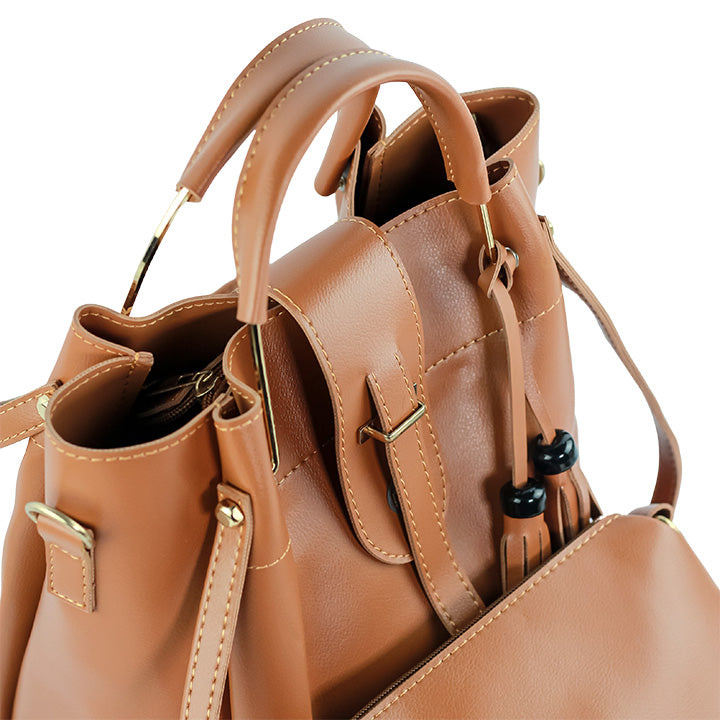 Luxe Tote Brown 3 Piece Handbag Set