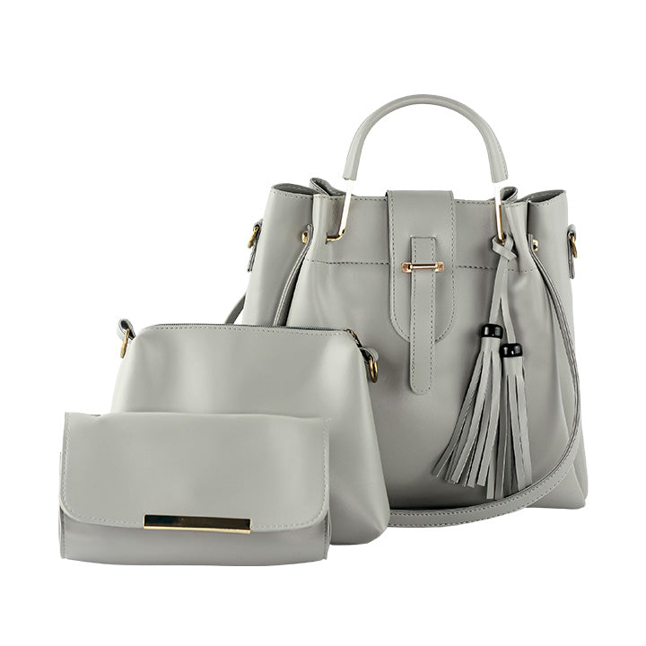 LuxeTote Grey 3 Piece Set Handbag