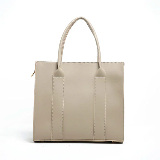 Frosty Beige Faux Leather Handbag Set – Compact & Versatile 2-in-1 Design