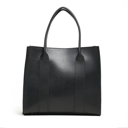 Frosty Black Faux Leather Handbag with Adjustable Strap