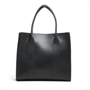 Frosty Black Faux Leather Handbag with Adjustable Strap