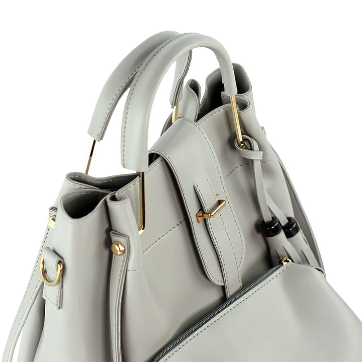 LuxeTote Grey 3 Piece Set Handbag