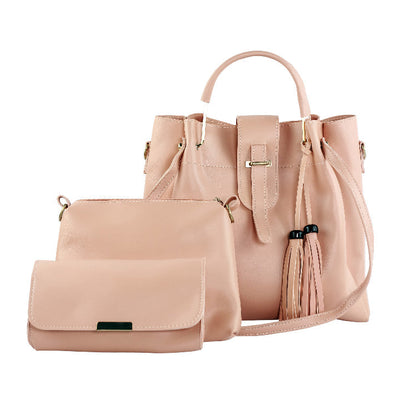 LuxeTote Pink 3 Piece Set Handbag