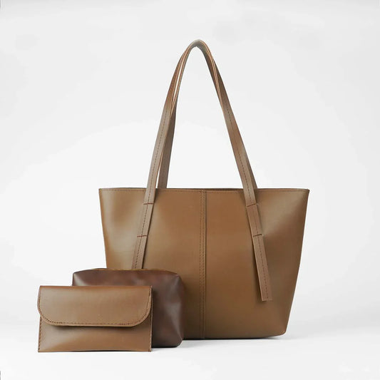 Grace Brown Faux Leather 3-Piece Bag Set – Handbag