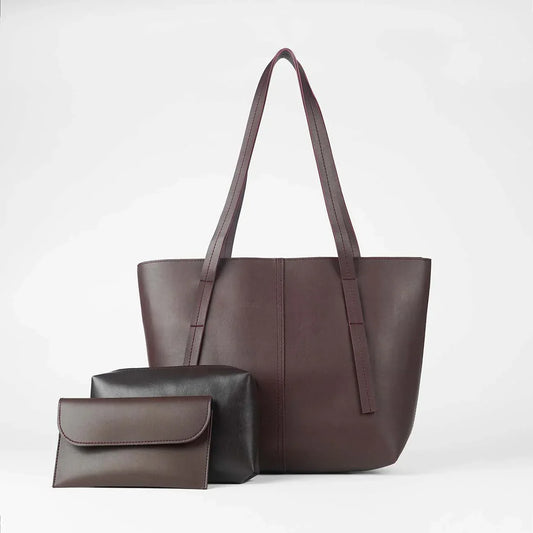 Grace Maroon Faux Leather 3-Piece Bag Set – Handbag