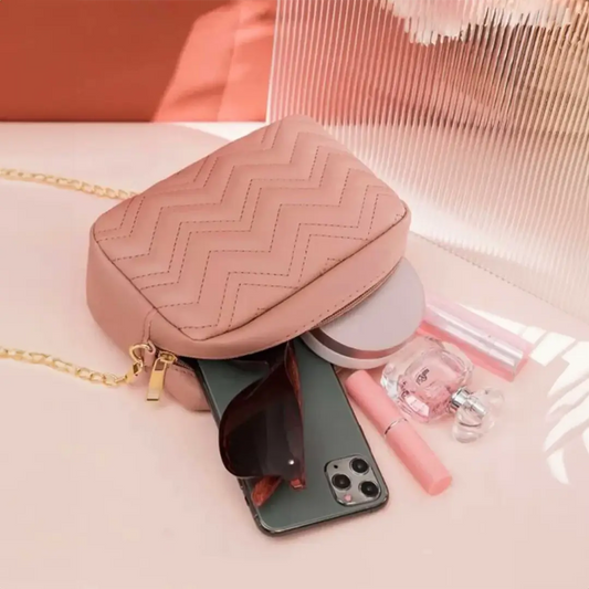 Nova Pink Crossbody Bag in Premium Faux Leather with Full Zip Closure