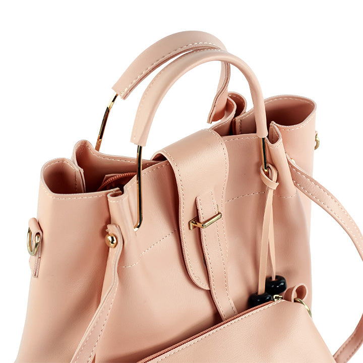 LuxeTote Pink 3 Piece Set Handbag