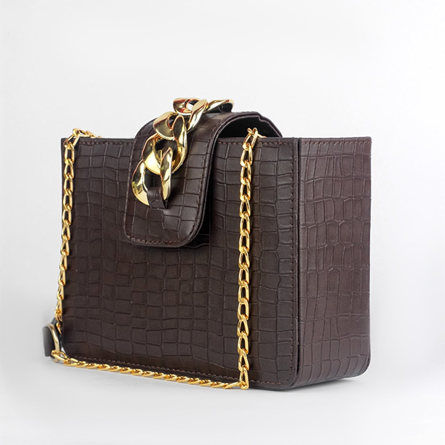 Modus Dark Brown Crossbody Bag with Full Zip Closure and Adjustable Strap