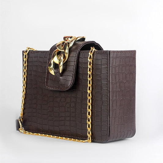 Modus Dark Brown Crossbody Bag with Full Zip Closure and Adjustable Strap