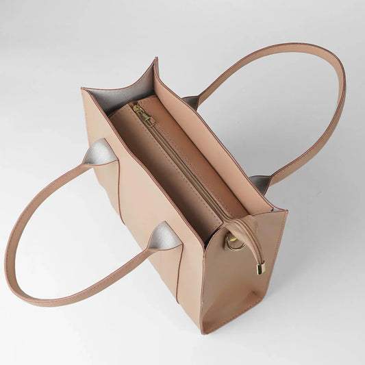 Frosty Pink Faux Leather Handbag with Removable Strap
