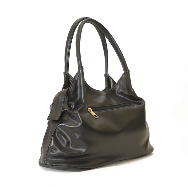 Iris Black Faux Leather Handbag