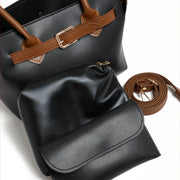 Sandy Black Faux Leather Handbag Set 3 Pieces