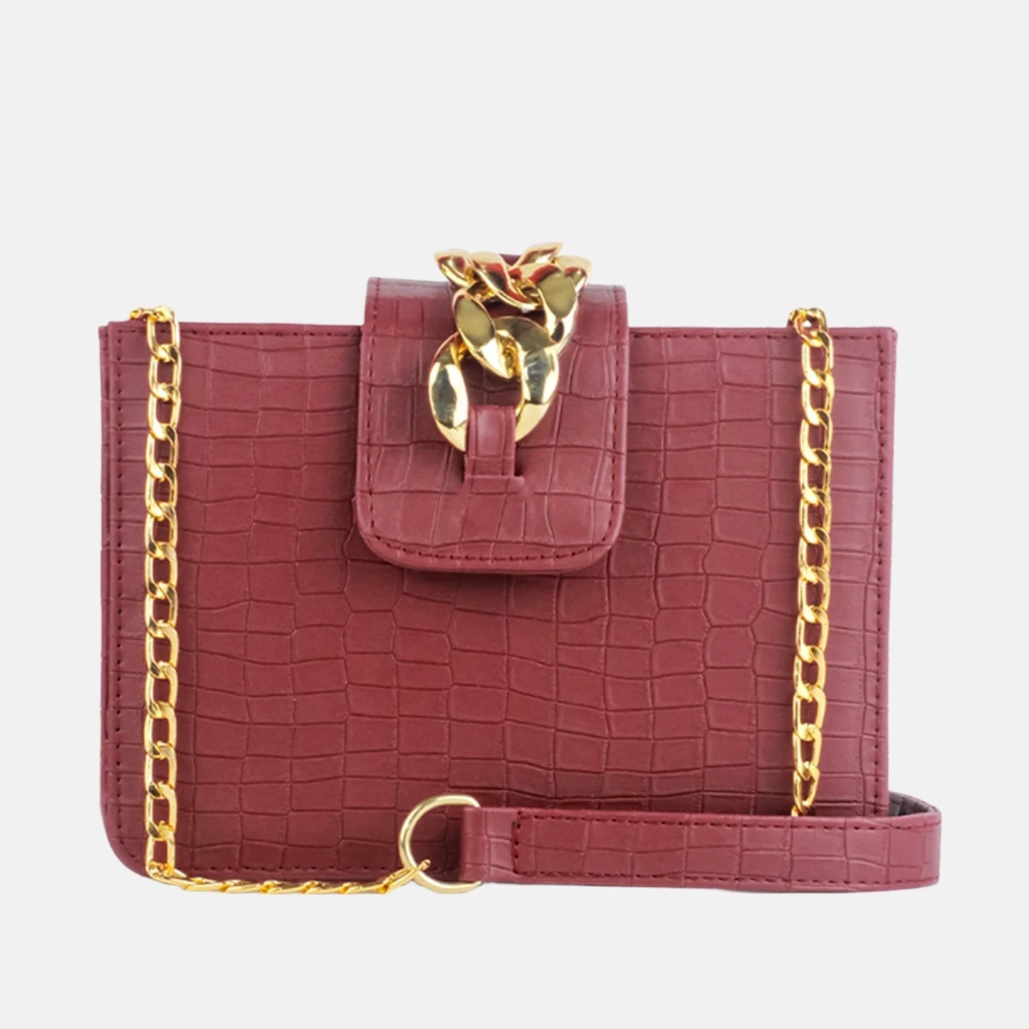 Modus Maroon Crossbody Bag with Full Zip Closure and Adjustable Strap