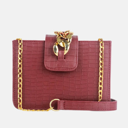 Modus Maroon Crossbody Bag with Full Zip Closure and Adjustable Strap