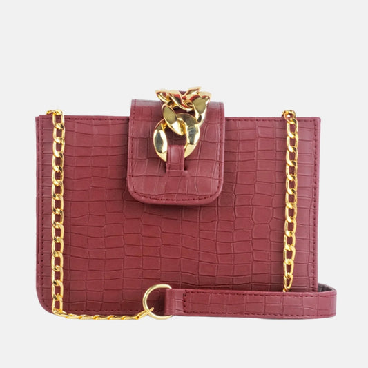 Modus Maroon Crossbody Bag with Full Zip Closure and Adjustable Strap