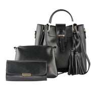 LuxeTote Black 3 Piece Handbag Set