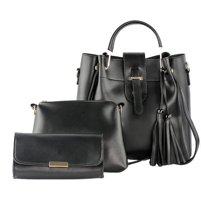 LuxeTote Black 3 Piece Handbag Set