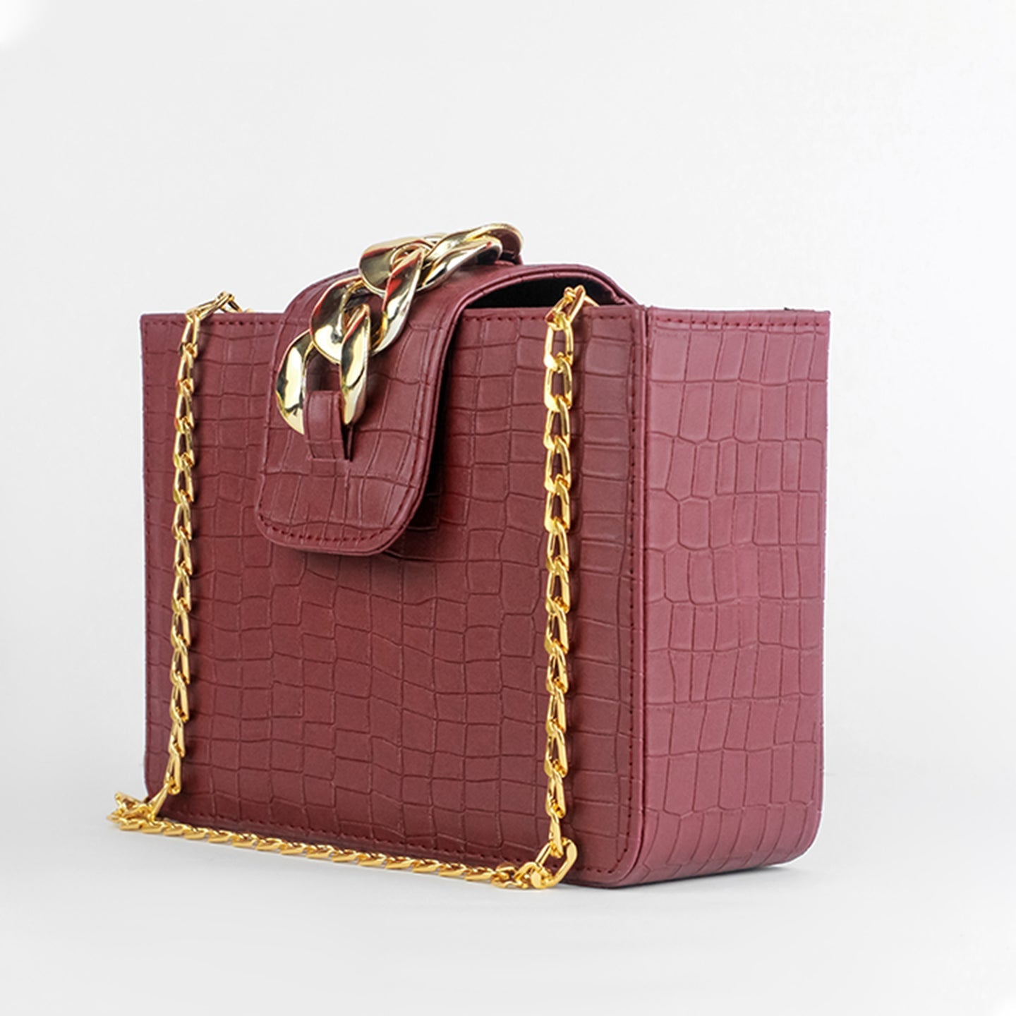 Modus Maroon Crossbody Bag with Full Zip Closure and Adjustable Strap