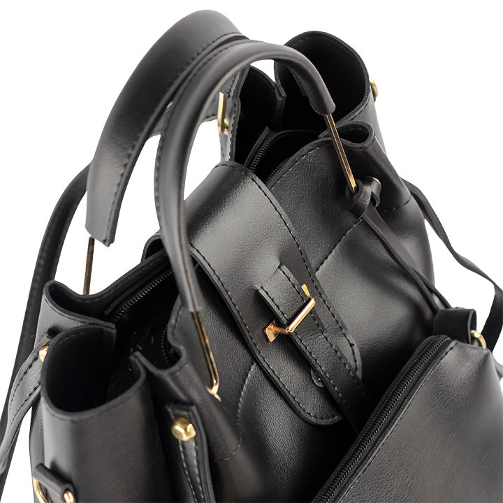 LuxeTote Black 3 Piece Handbag Set