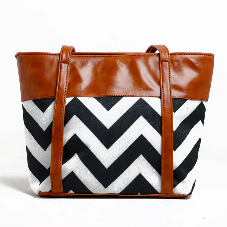 Glam Brown Faux Leather Handbag