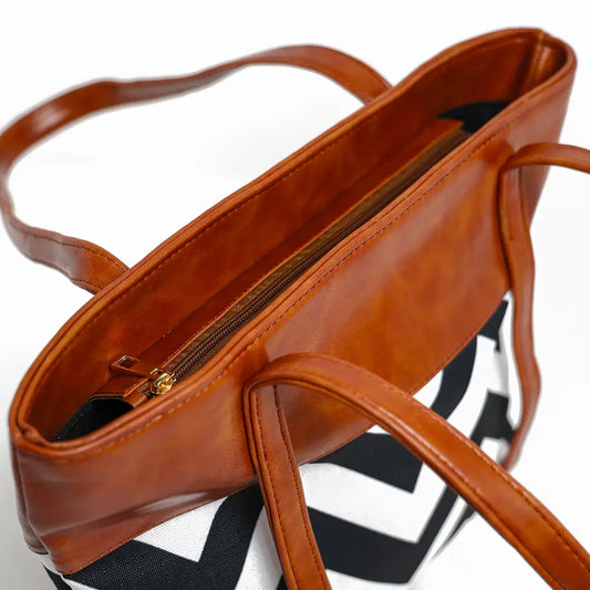 Glam Brown Faux Leather Handbag – Classic and Versatile Tote