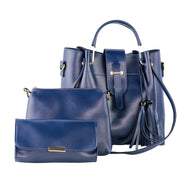 Luxe Tote Blue 3 Piece Handbag Set