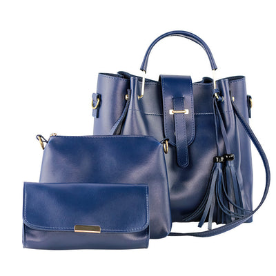 Luxe Tote Blue 3 Piece Handbag Set